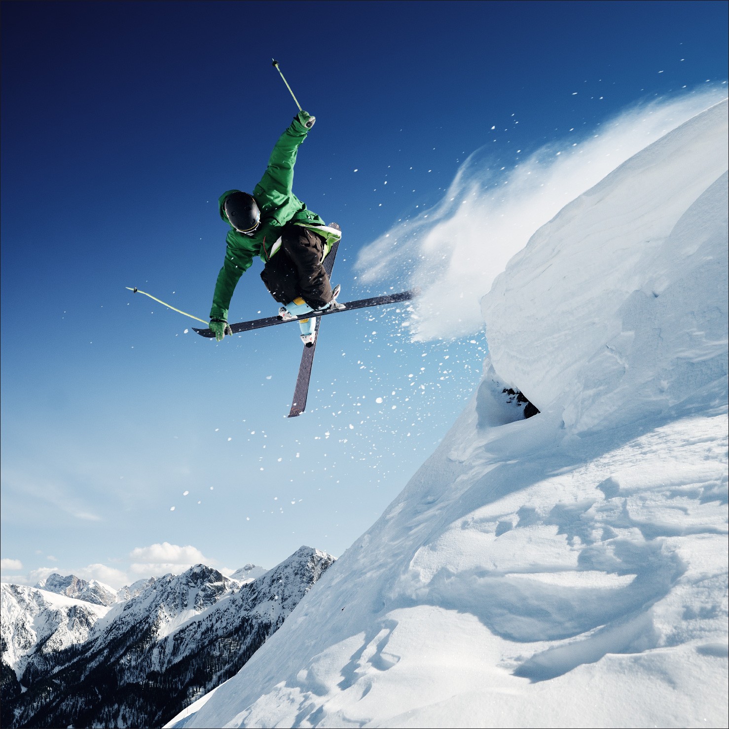 Skieurs et montagnes, ski' Autocollant