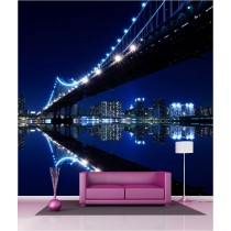 Papier peint géant déco pont de New York la nuit 250x250cm