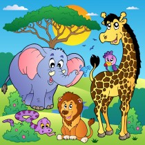 Stickers enfant géant animaux de la jungle