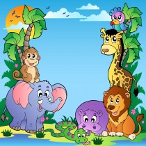 Stickers enfant géant animaux de la jungle