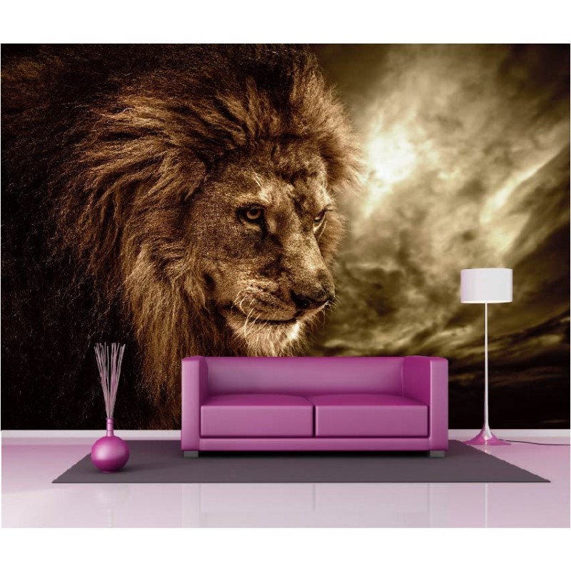 Lion Sunset Afrique Animaux Photo Papier Peint Mural Toison facile installer papier 