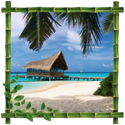 Sticker Trompe l'oeil deco Bambou Maldives