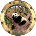 Sticker hublot trompe L'oeil Petit panda