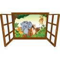 Sticker enfant fenêtre Elephant et ses amis