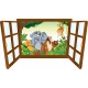 Sticker enfant fenêtre Elephant et ses amis