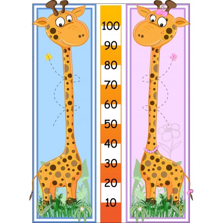 Sticker toise enfant mesure taille girafe - Art Déco Stickers