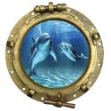 Sticker Hublot Dauphins vue sous marine
