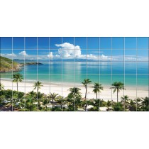 Stickers carrelage mural Plage palmiers