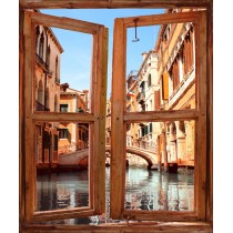 Stickers fenêtre trompe l'oeil Ville Venise