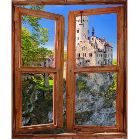 Stickers fenêtre trompe l'oeil Chateau