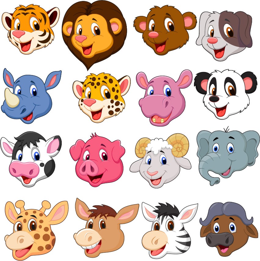 Stickers kit enfant planche de Tête d'animaux - Art Déco Stickers
