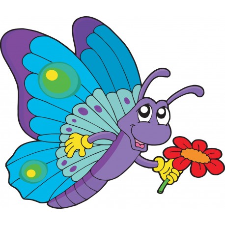 Stickers enfant Papillon fleur