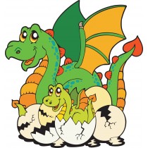 Stickers enfant Perroquet Dragon et bébé