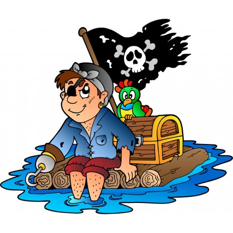 Stickers enfant Pirate sur une Ile