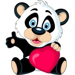 Stickers enfant Panda coeur
