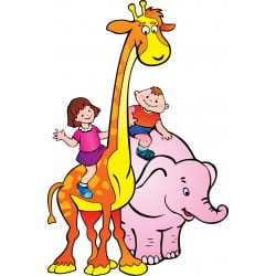 Stickers enfant Girafe éléphant enfants