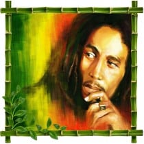 Sticker mural déco bambous Zen Bob Marley 