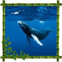 Sticker mural déco bambous Baleine