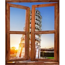 Stickers fenêtre trompe l'oeil Tour de pise Italie