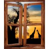 Stickers fenêtre trompe l'oeil Girafes Afrique
