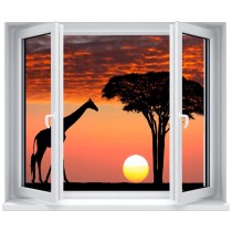 Stickers fenêtre déco : Girafe