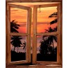 Stickers fenêtre trompe l'oeil Coucher de soleil sous les tropiques
