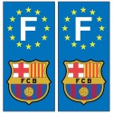 2 Stickers autocollants plaque d'immatriculation Fc Barcelone