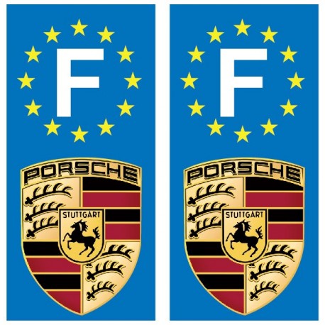 2 Stickers autocollant plaque d'immatriculation Porsche - Art Déco Stickers