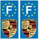 2 Stickers autocollant plaque d'immatriculation Porsche