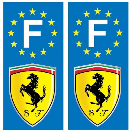 2 Stickers autocollant plaque d'immatriculation Ferrari