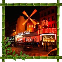 Sticker mural déco bambous Le Moulin Rouge