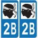 2 Stickers autocollant plaque d'immatriculation 2B Haute Corse