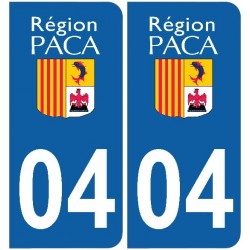2 Stickers autocollant plaque d'immatriculation 04 - Alpes de haute provence