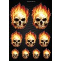 Stickers autocollants Moto Skull Flames Format A4