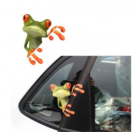 2 stickers autocollants pour vitre auto grenouille marrante