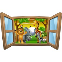 Sticker enfant fenêtre Les animaux du safari