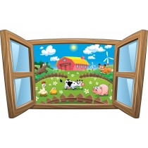 Sticker enfant fenêtre Les animaux de la ferme