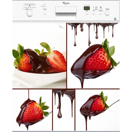 Sticker lave vaisselle fraise au chocolat