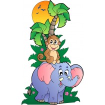 Sticker enfant Arbre animaux jungle