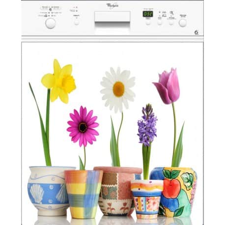 Sticker lave vaisselle pots de fleurs ou magnet lave vaisselle