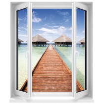 Sticker Fenêtre trompe l'oeil Les Maldives