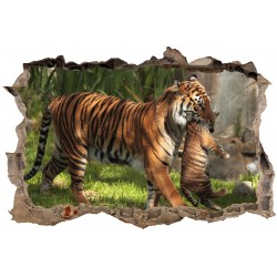 Stickers muraux 3D Tigres 23848