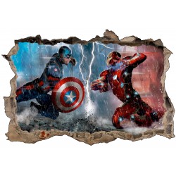 Stickers enfant 3D Captain américa VS Iron Man 