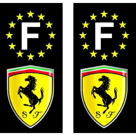 2 Stickers autocollant plaque d'immatriculation Ferrari plaque  Ferrari Art déco 