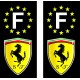 2 Stickers autocollant plaque d'immatriculation noir Ferrari
