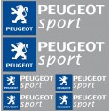 6 Stickers autocollants logo Peugeot sport blanc