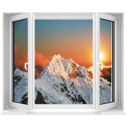 Sticker trompe l'oeil fenêtre Les Alpes