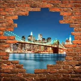 Sticker mural trompe l'oeil New York Brooklyn