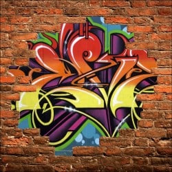 Sticker mural trompe l'oeil Graffiti tag