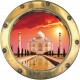 Sticker hublot trompe l'oeil déco Taj Mahal